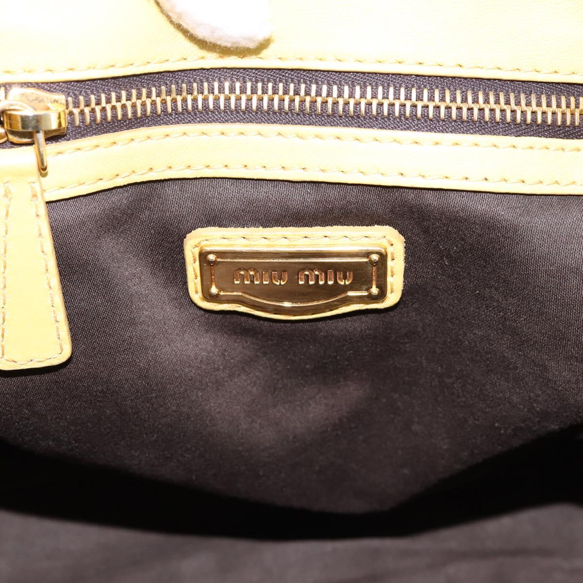 Miu Miu Matelasse Hand Bag Leather 2way Yellow Gold Tone Auth 167575V