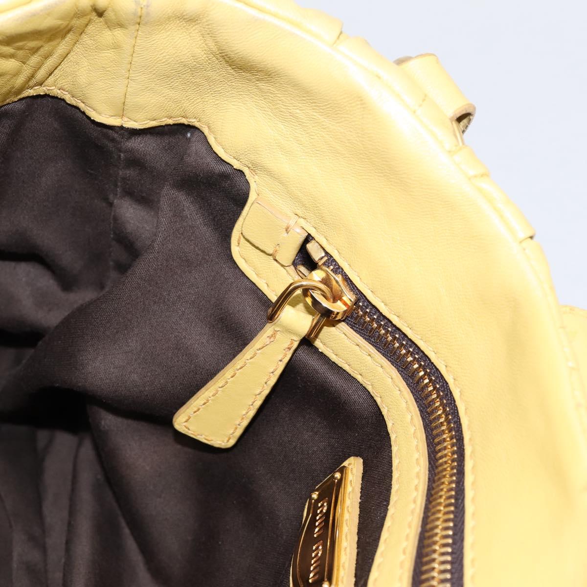 Miu Miu Matelasse Hand Bag Leather 2way Yellow Gold Tone Auth 167575V