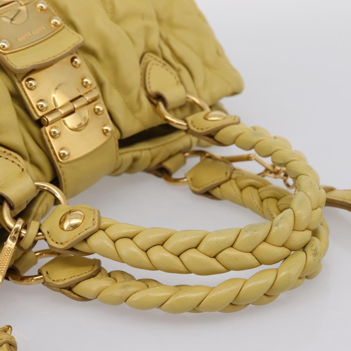 Miu Miu Matelasse Hand Bag Leather 2way Yellow Gold Tone Auth 167575V