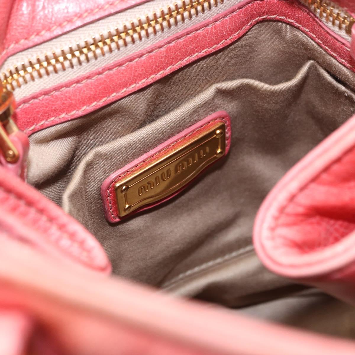 Miu Miu Hand Bag Leather 2way Pink Gold Tone Auth 167576A