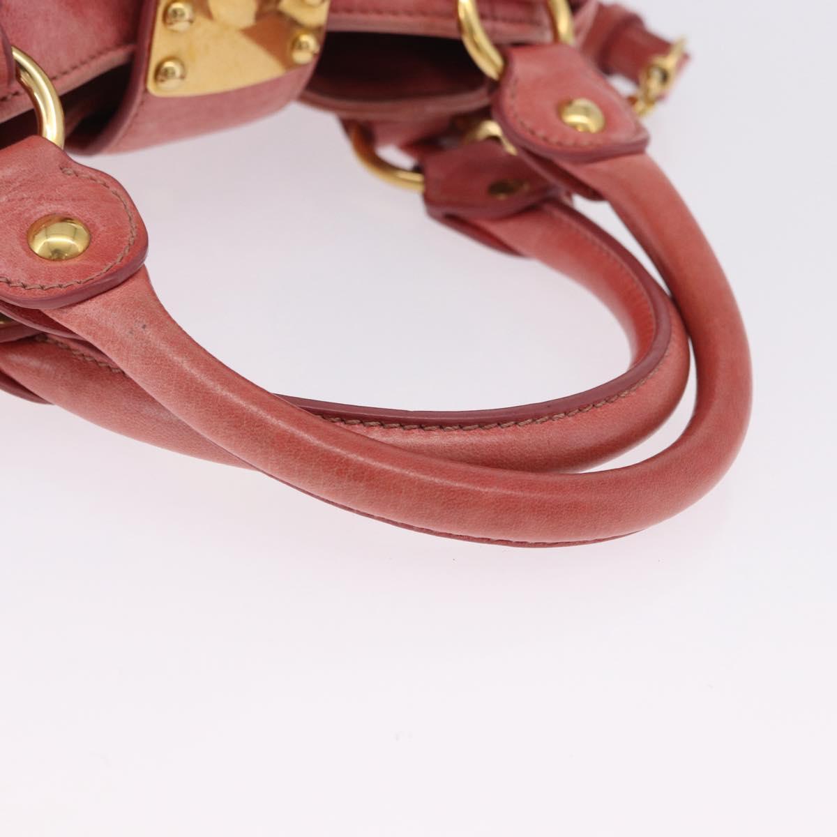Miu Miu Hand Bag Leather 2way Pink Gold Tone Auth 167576A