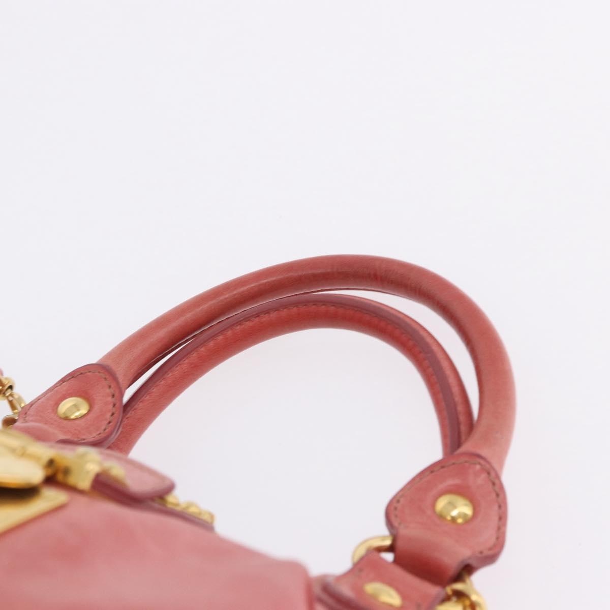 Miu Miu Hand Bag Leather 2way Pink Gold Tone Auth 167576A