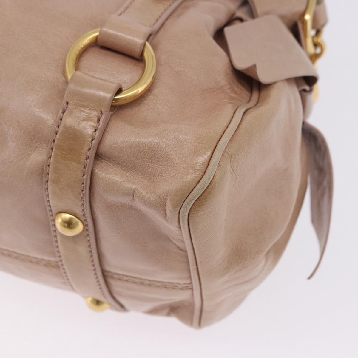 Miu Miu Hand Bag Leather 2way Pink Gold Tone Auth 167577V