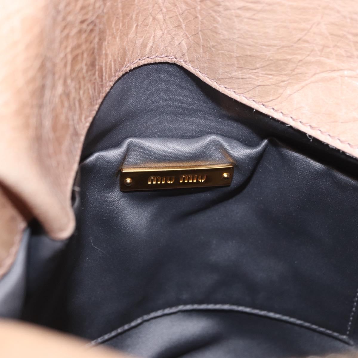 Miu Miu Hand Bag Leather 2way Pink Gold Tone Auth 167577V