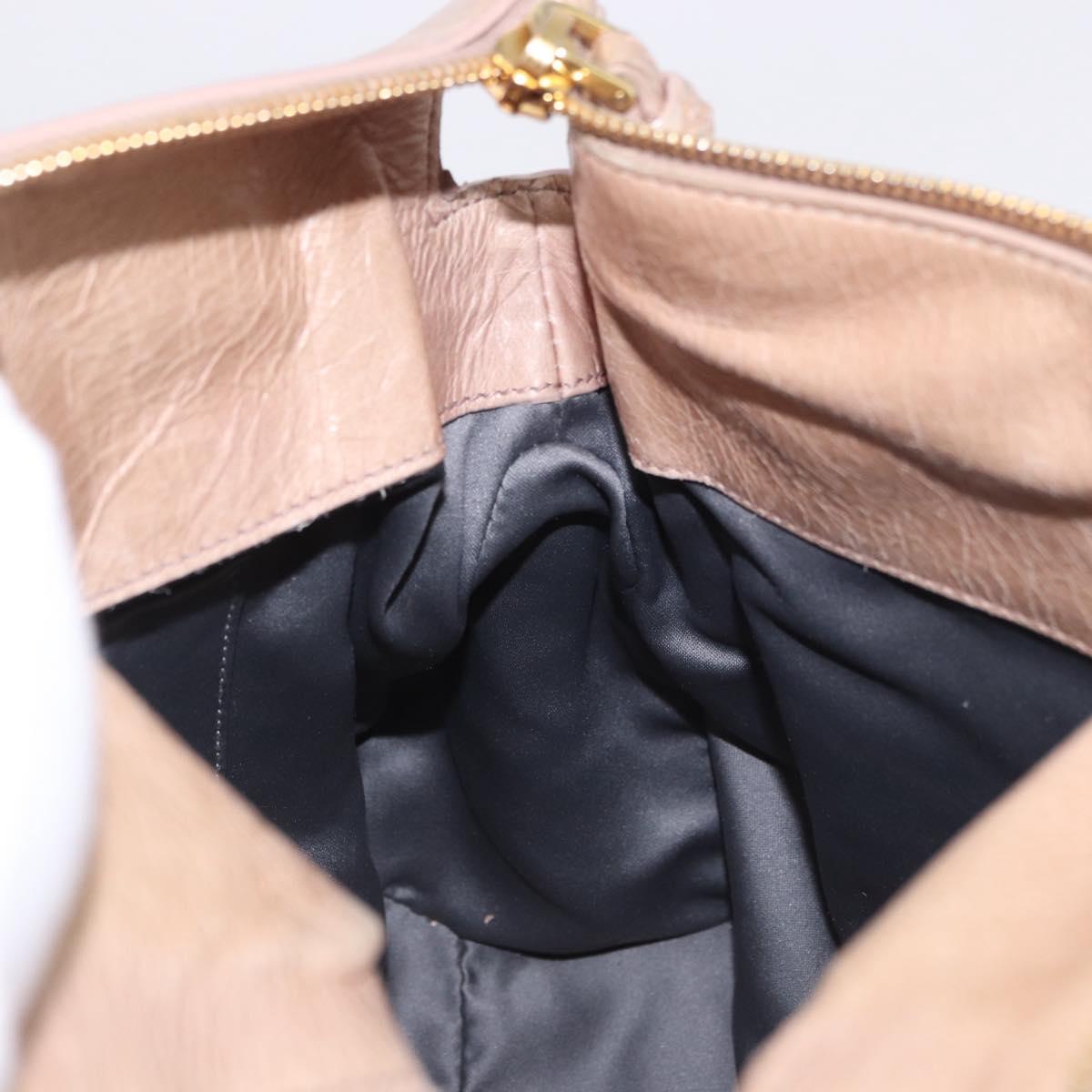 Miu Miu Hand Bag Leather 2way Pink Gold Tone Auth 167577V