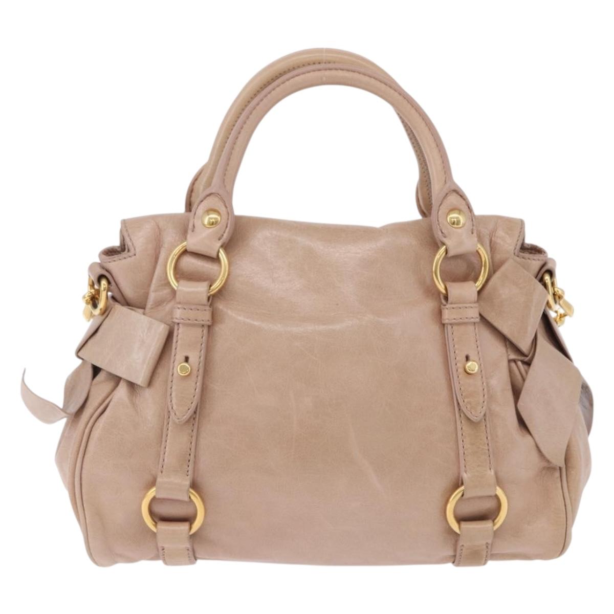 Miu Miu Hand Bag Leather 2way Pink Gold Tone Auth 167577V