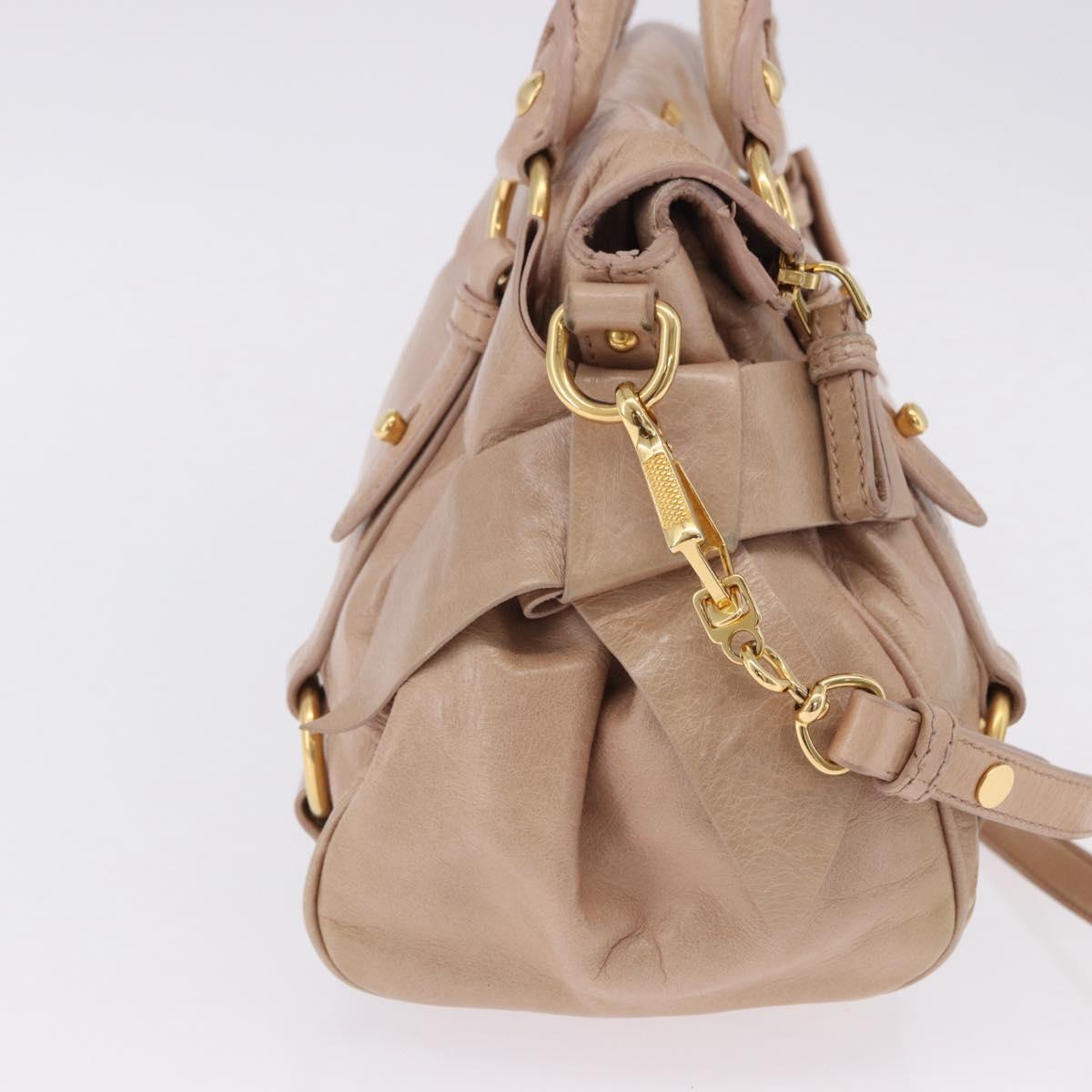 Miu Miu Hand Bag Leather 2way Pink Gold Tone Auth 167577V