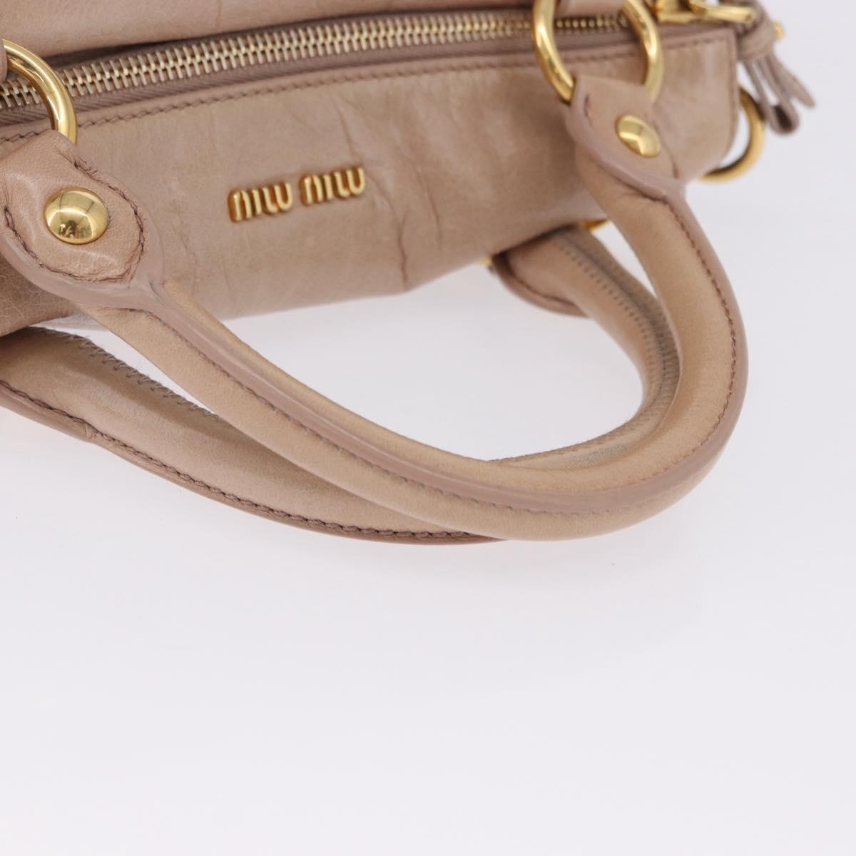 Miu Miu Hand Bag Leather 2way Pink Gold Tone Auth 167577V