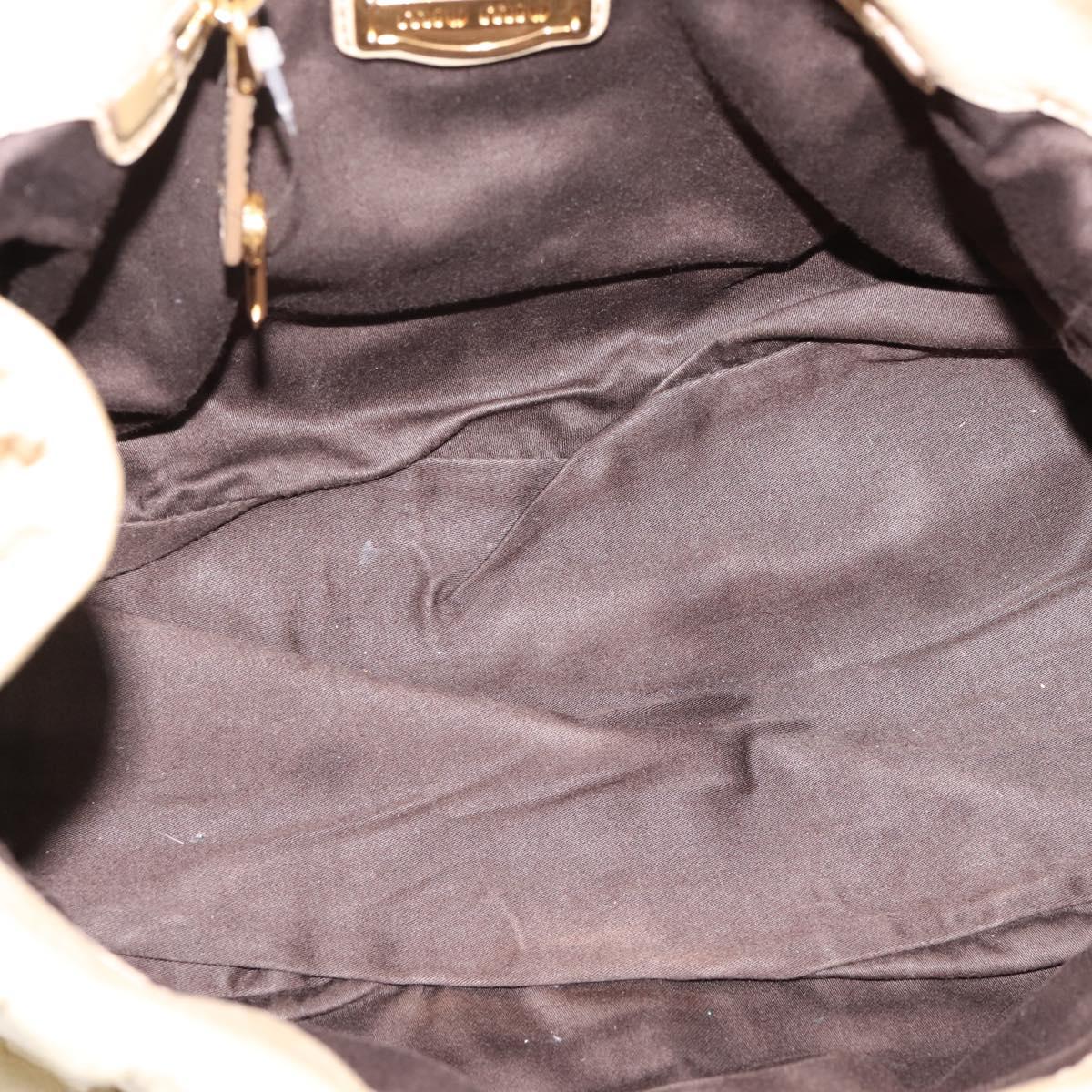 Miu Miu Hand Bag Leather 2way Beige Gold Tone Auth 167578A