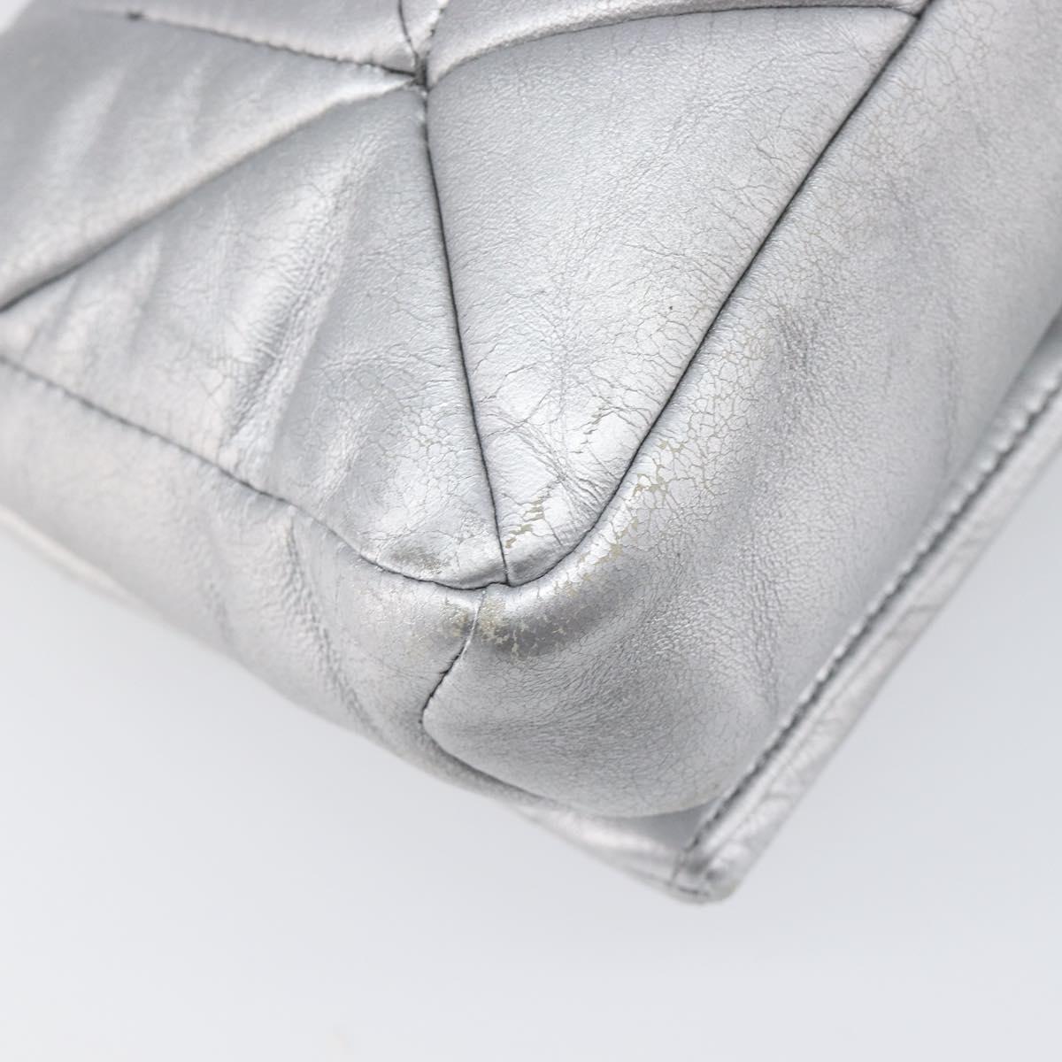 Miu Miu Shoulder Bag Leather Silver Auth 167579A