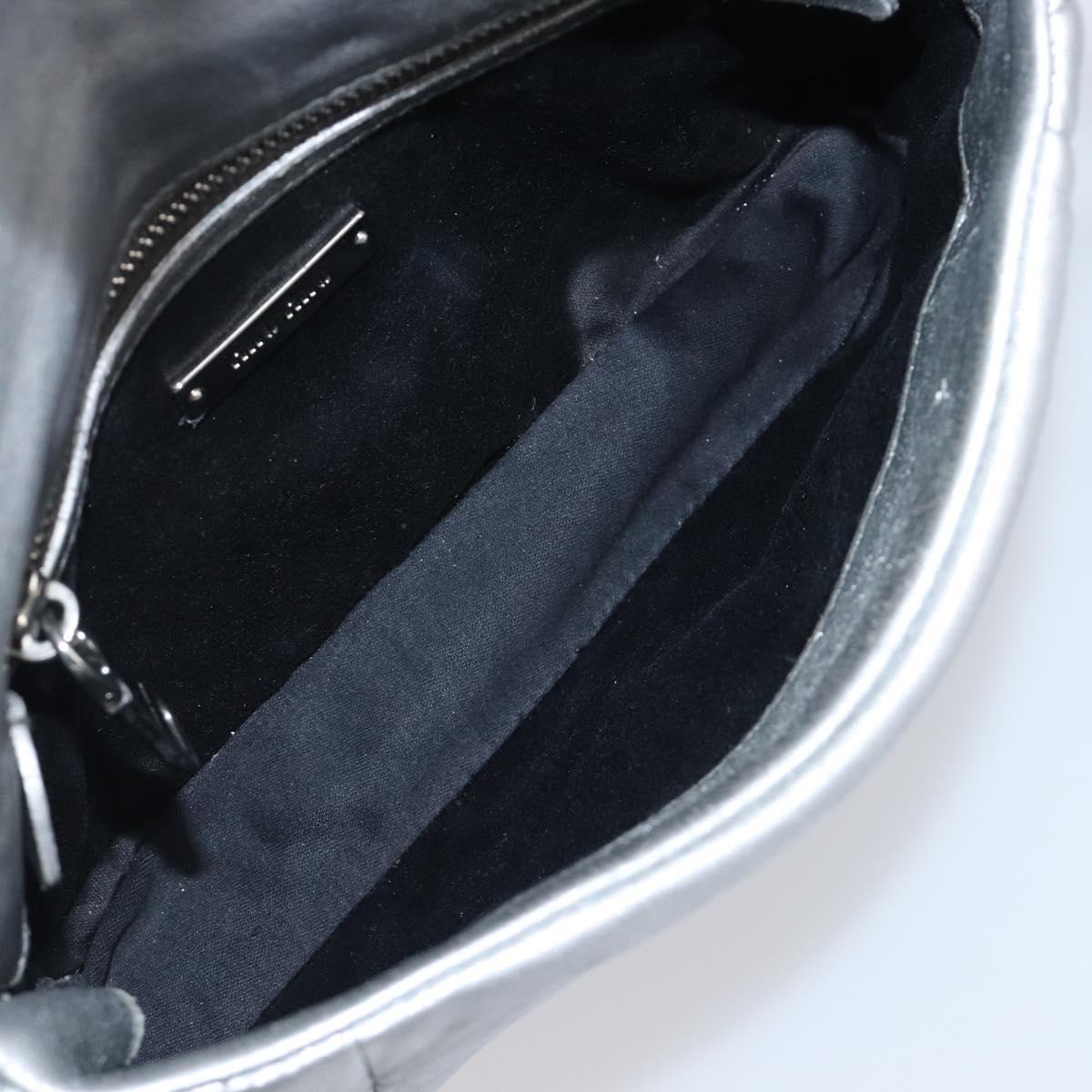 Miu Miu Shoulder Bag Leather Silver Auth 167579A