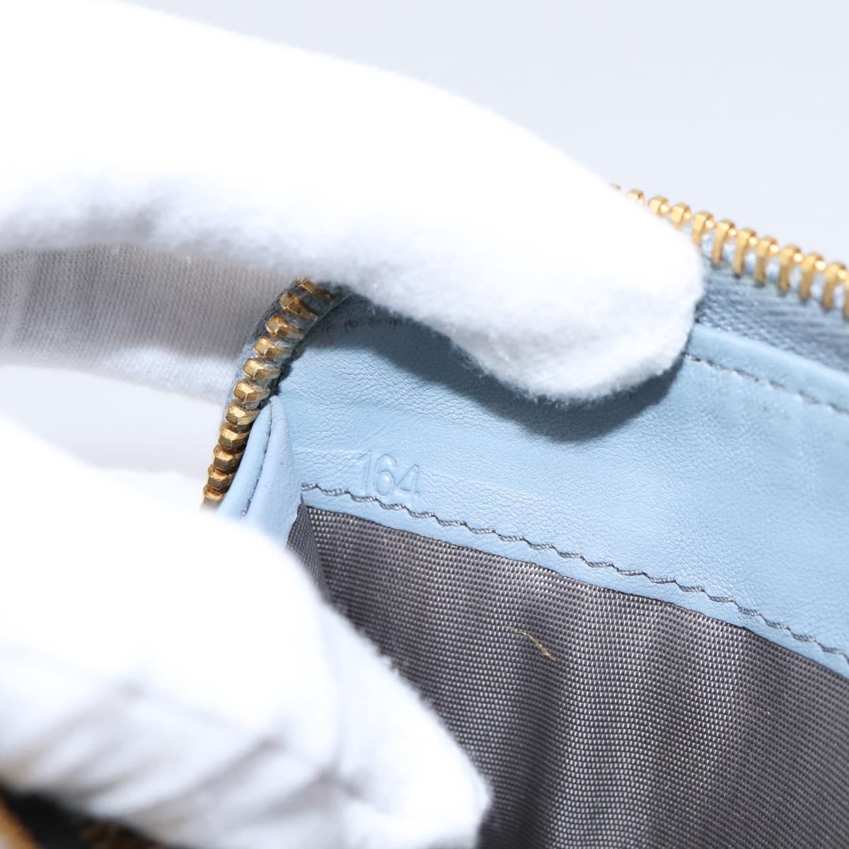 Miu Miu Matelasse Long Wallet Leather Light Blue Gold Tone Auth 167582A