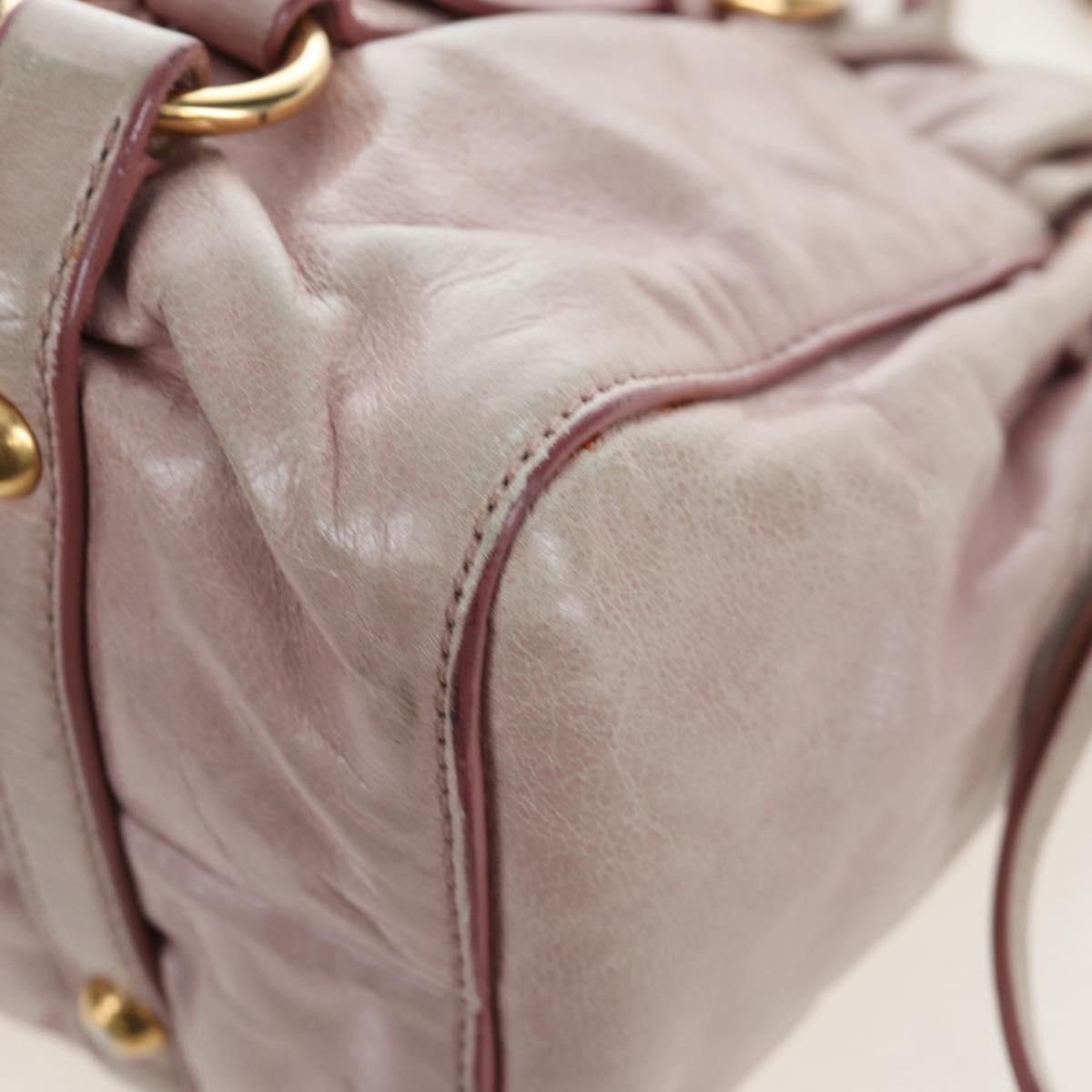 Miu Miu Hand Bag Leather 2way Pink Gold Tone Auth 167584A