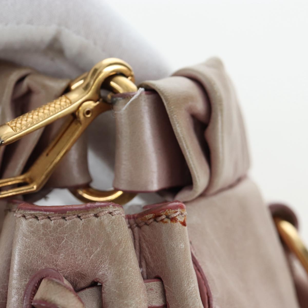 Miu Miu Hand Bag Leather 2way Pink Gold Tone Auth 167584A