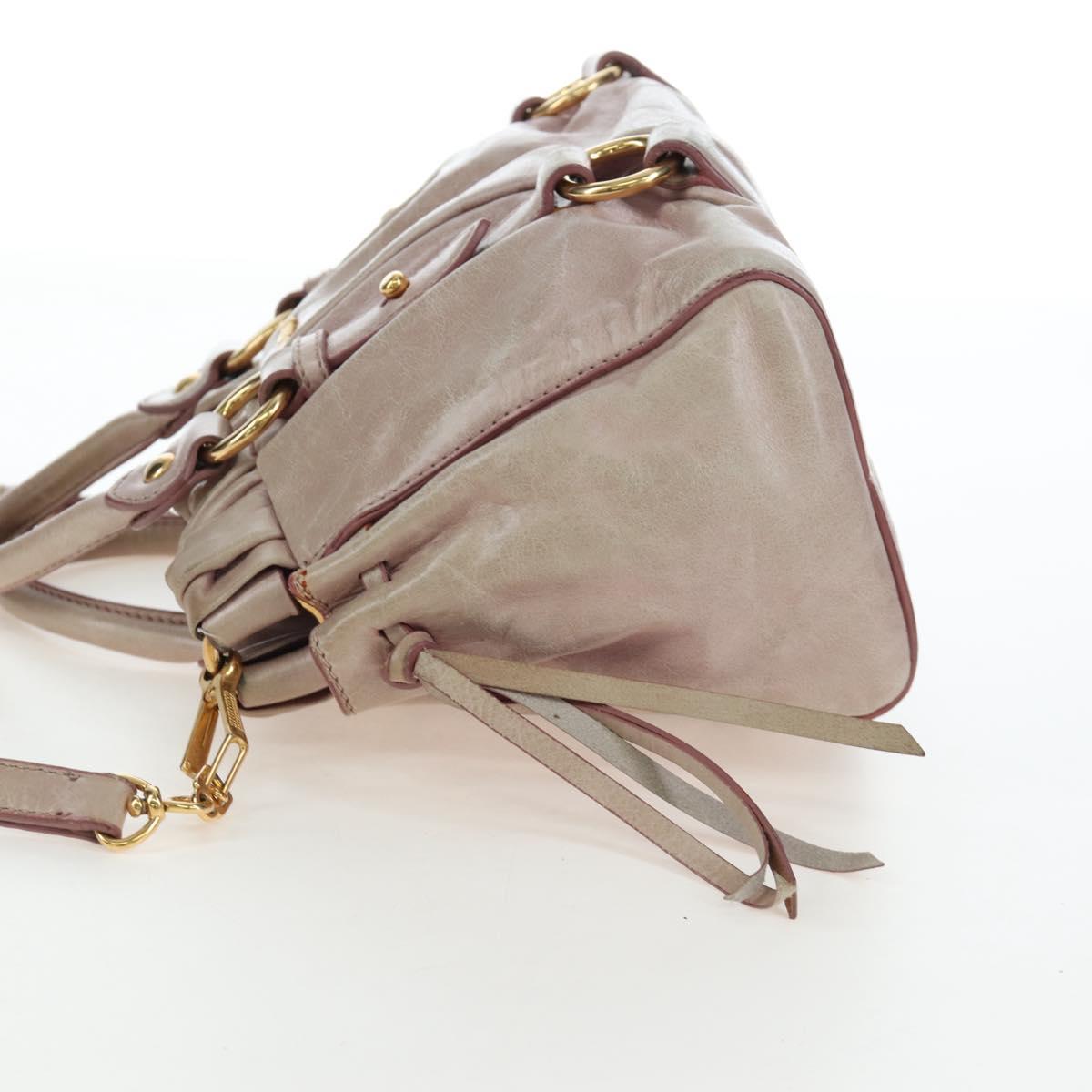 Miu Miu Hand Bag Leather 2way Pink Gold Tone Auth 167584A