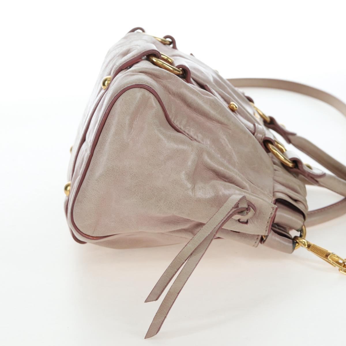 Miu Miu Hand Bag Leather 2way Pink Gold Tone Auth 167584A