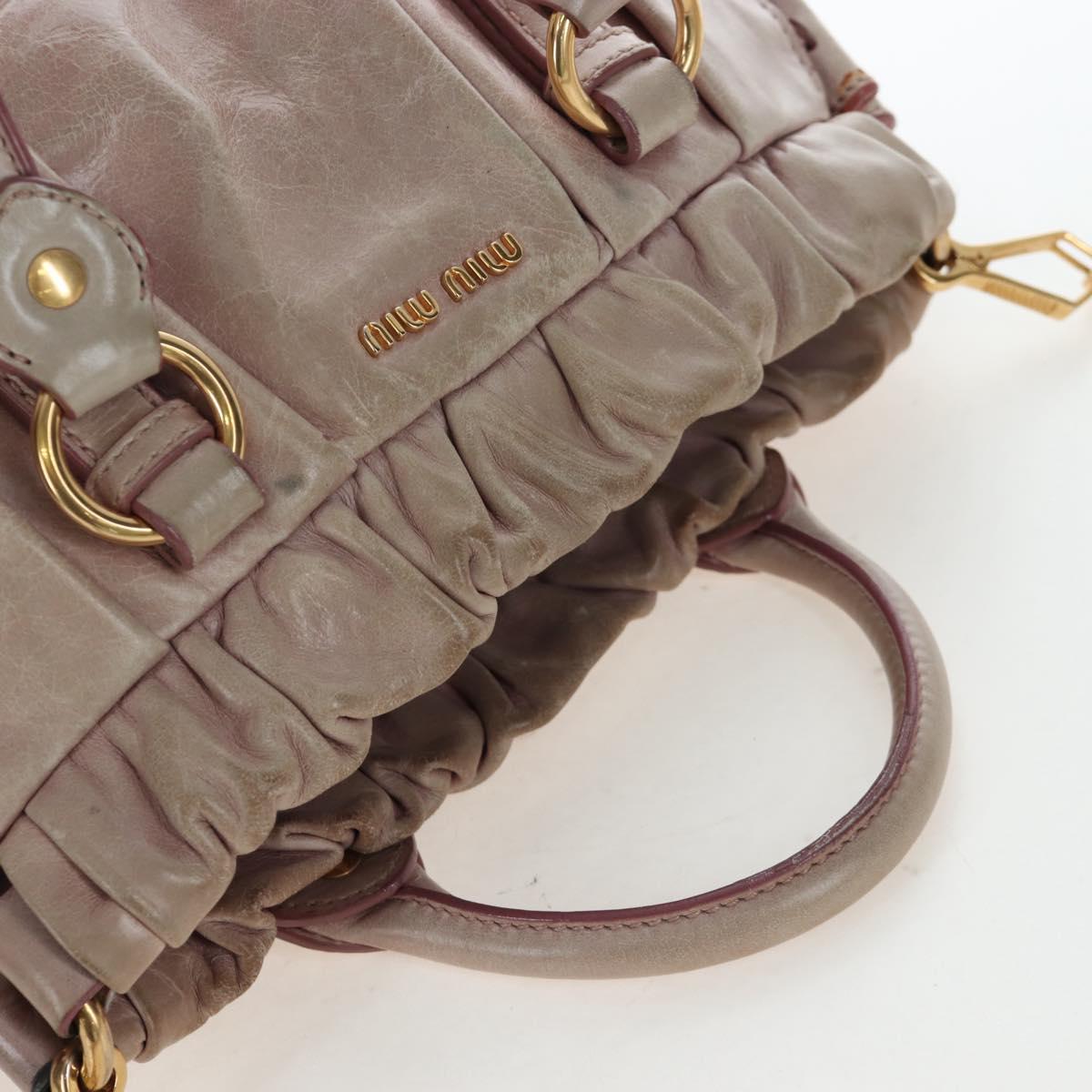 Miu Miu Hand Bag Leather 2way Pink Gold Tone Auth 167584A