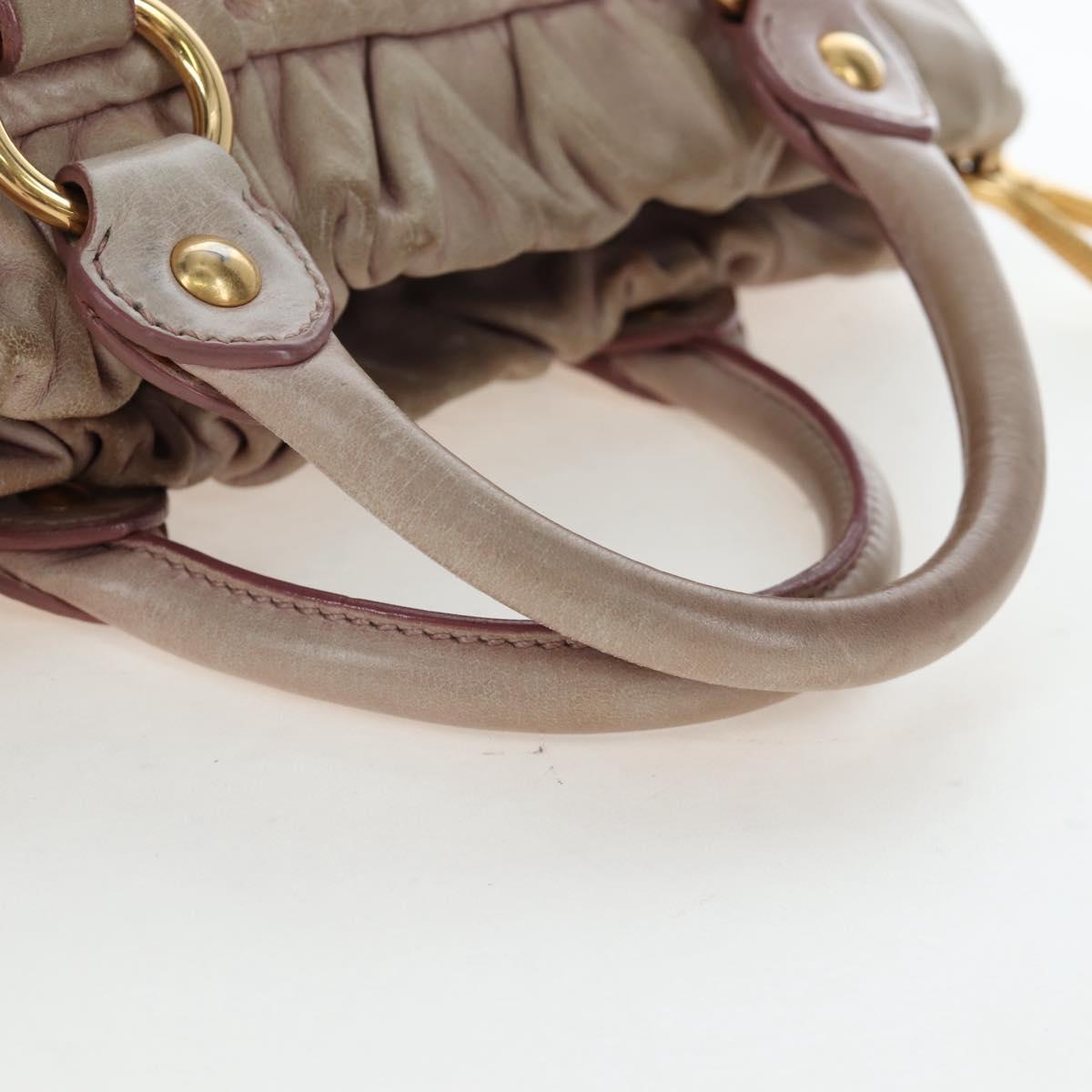 Miu Miu Hand Bag Leather 2way Pink Gold Tone Auth 167584A