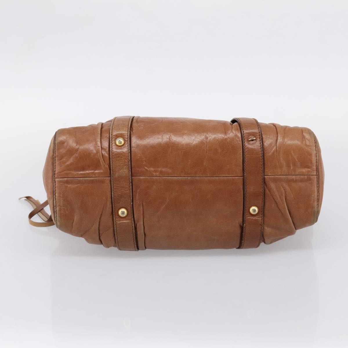 Miu Miu Hand Bag Leather 2way Brown Gold Tone Auth 167587V