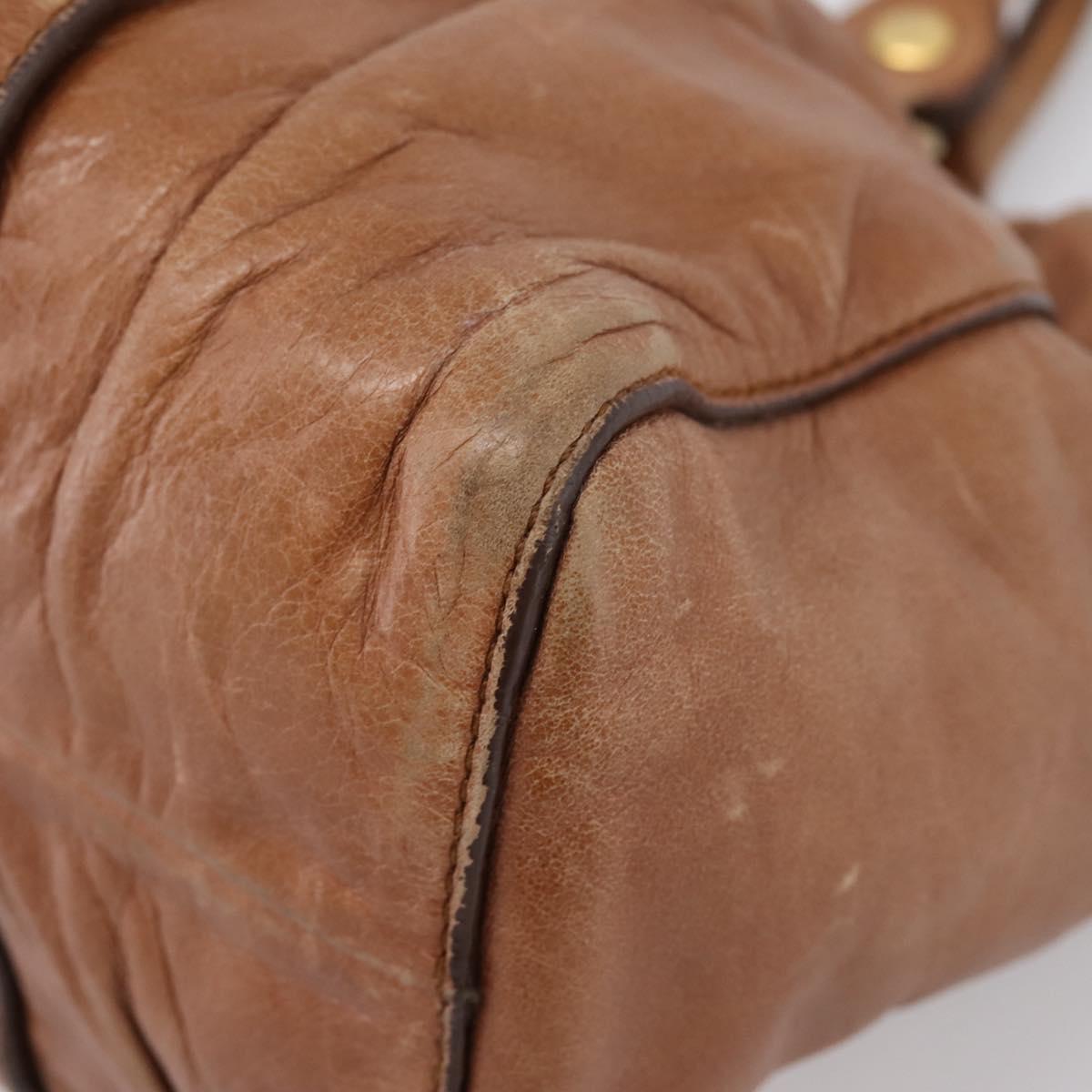 Miu Miu Hand Bag Leather 2way Brown Gold Tone Auth 167587V