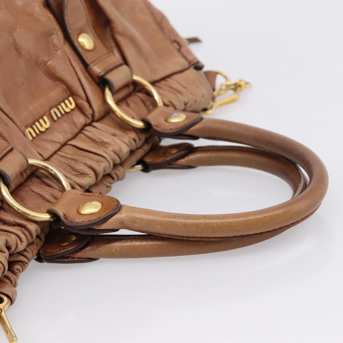 Miu Miu Hand Bag Leather 2way Brown Gold Tone Auth 167587V