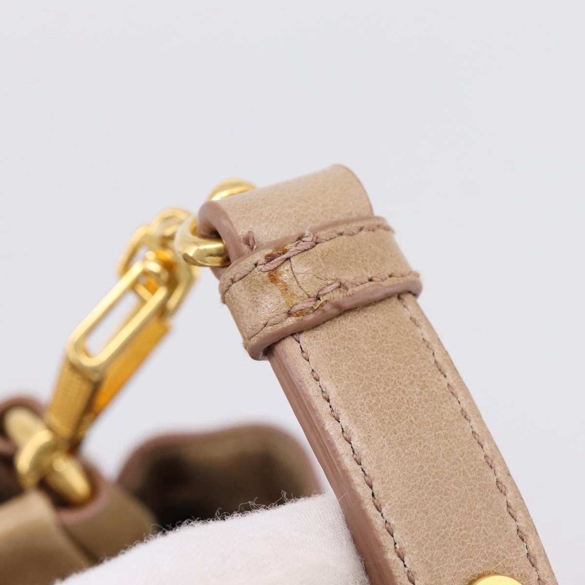 Miu Miu Hand Bag Leather 2way Beige Gold Tone Auth 167588M