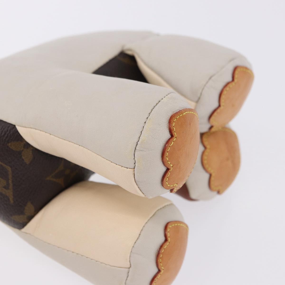 LOUIS VUITTON Monogram Dudu Oscar Stuffed Dog Leather Beige GI0251 Auth 167589A