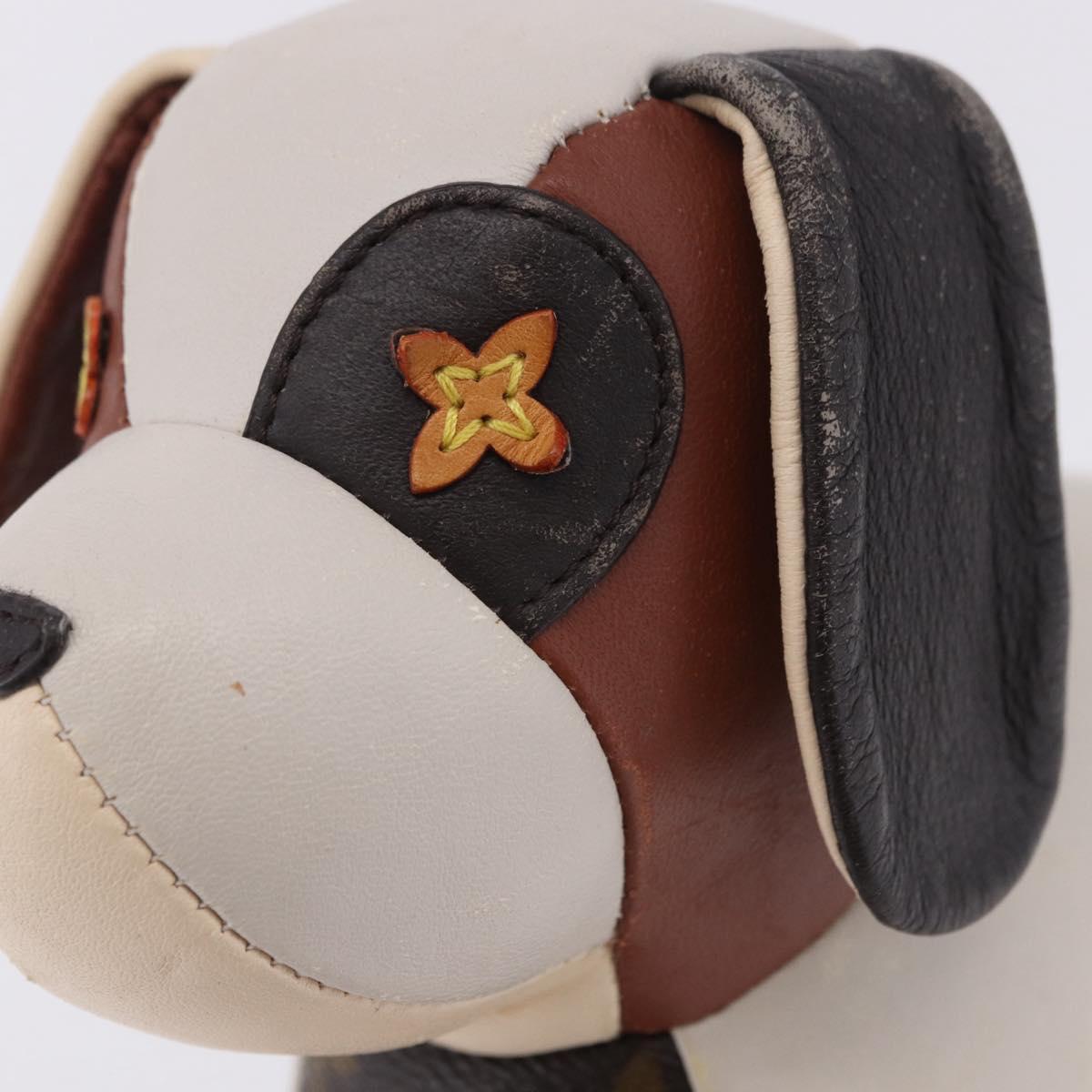 LOUIS VUITTON Monogram Dudu Oscar Stuffed Dog Leather Beige GI0251 Auth 167589A
