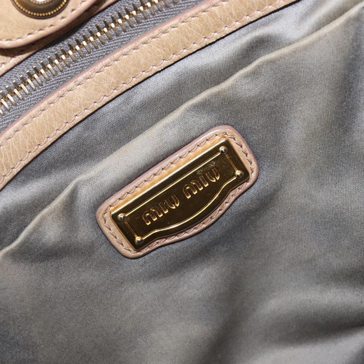 Miu Miu Hand Bag Leather Beige Gold Tone Auth 167591A