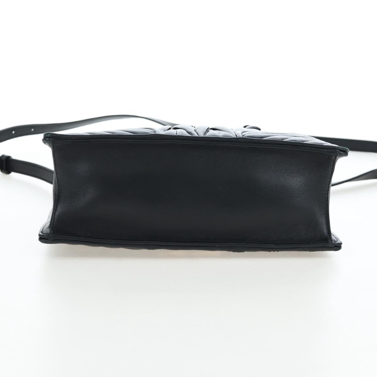Miu Miu Matelasse Hand Bag Leather 2way Black Gold Tone Auth 167593SAM