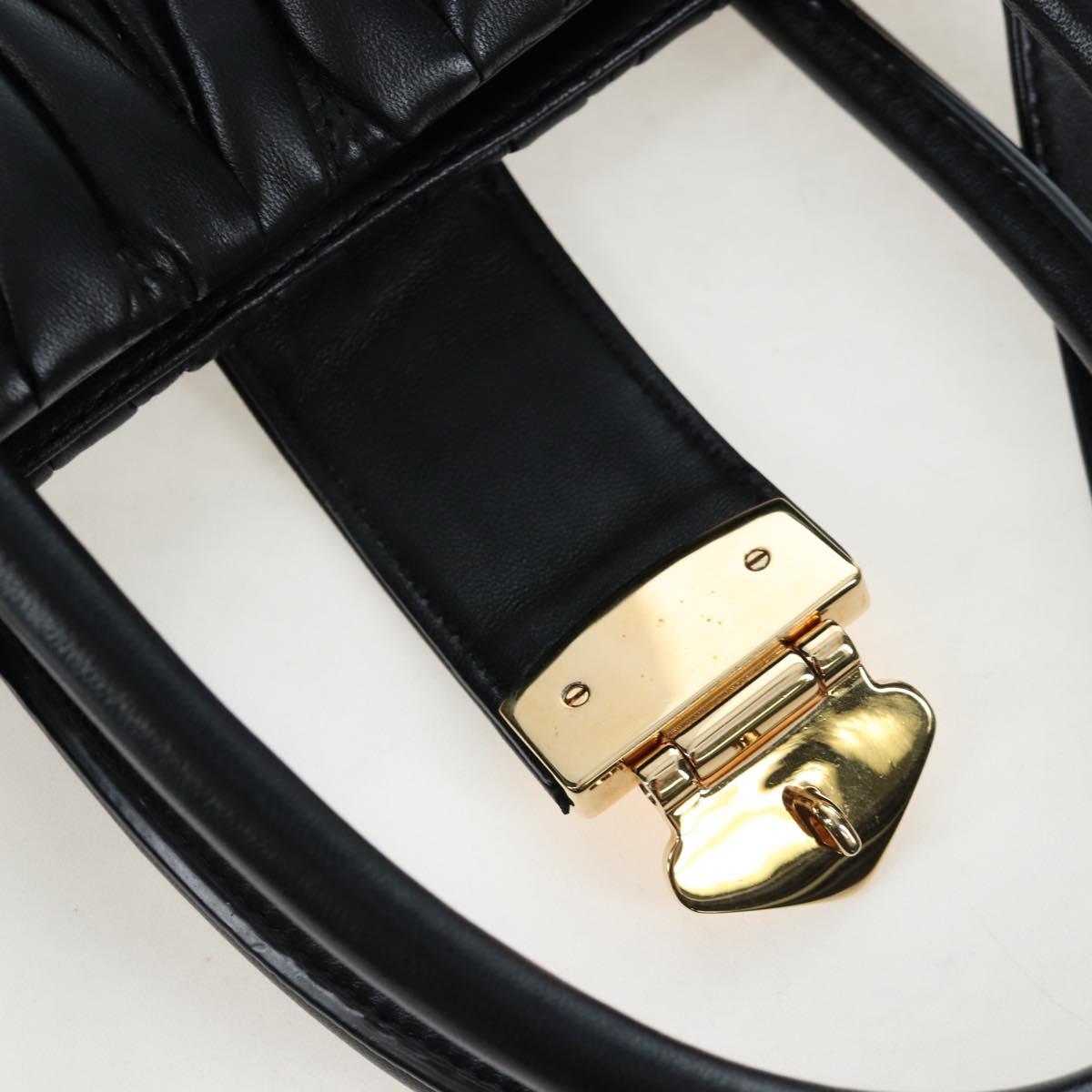 Miu Miu Matelasse Hand Bag Leather 2way Black Gold Tone Auth 167593SAM