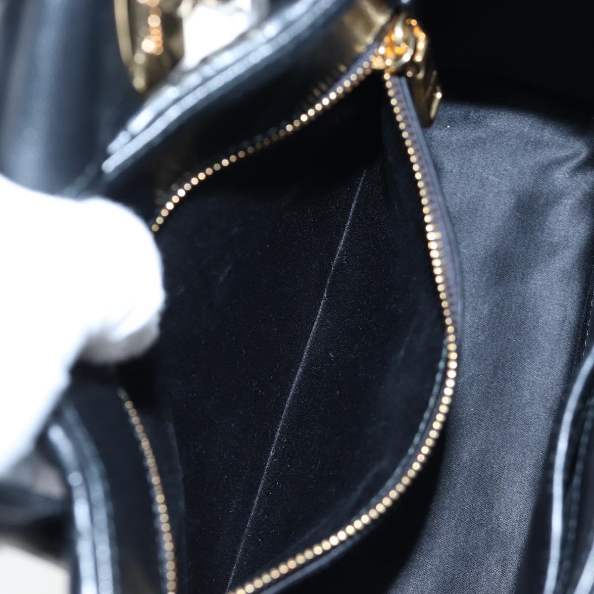 Miu Miu Matelasse Hand Bag Leather 2way Black Gold Tone Auth 167593SAM
