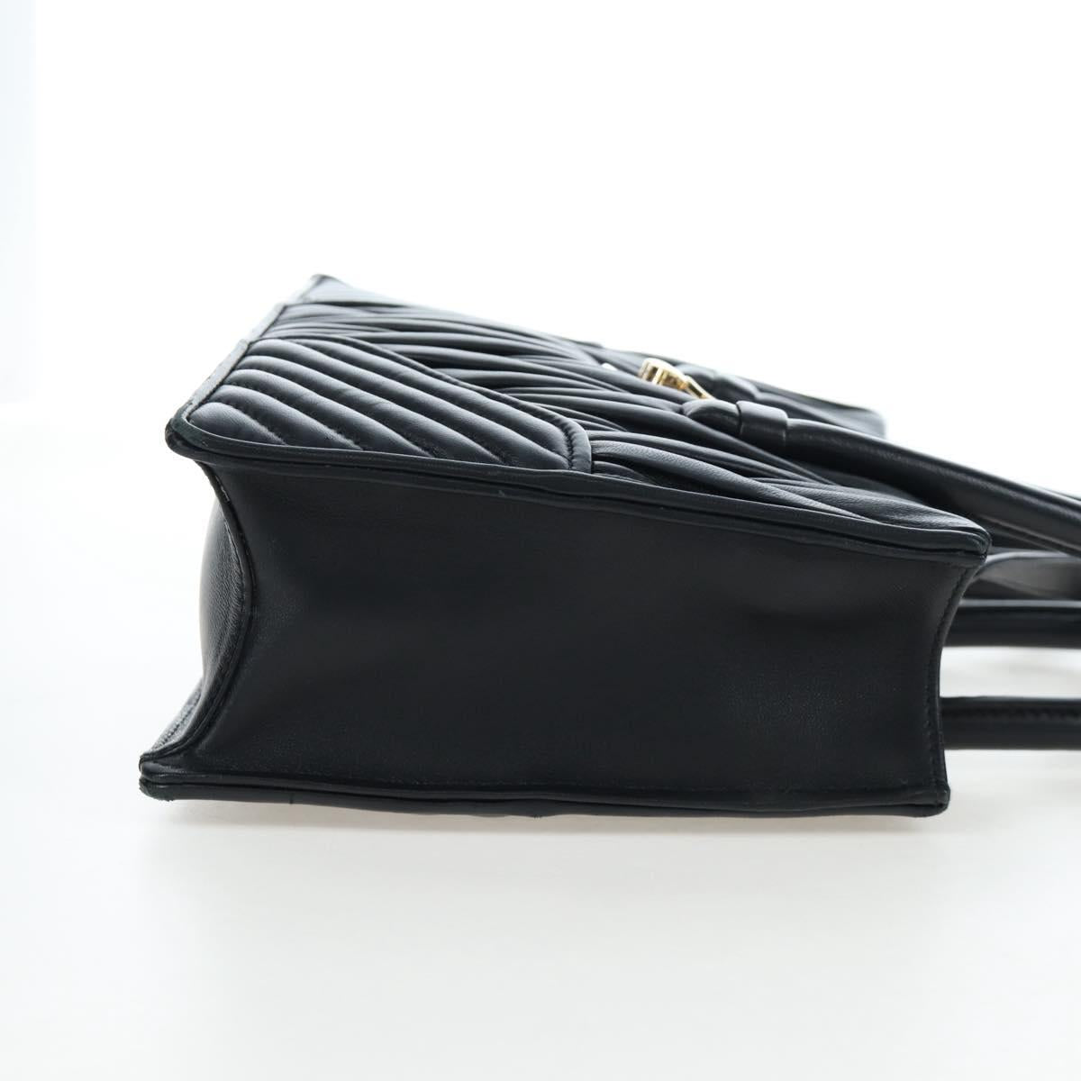 Miu Miu Matelasse Hand Bag Leather 2way Black Gold Tone Auth 167593SAM