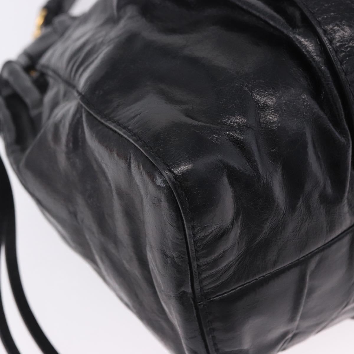 Miu Miu Hand Bag Leather 2way Black Gold Tone Auth 167594SAM