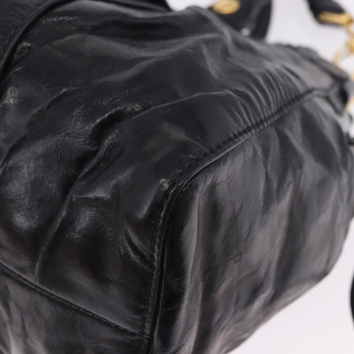 Miu Miu Hand Bag Leather 2way Black Gold Tone Auth 167594SAM
