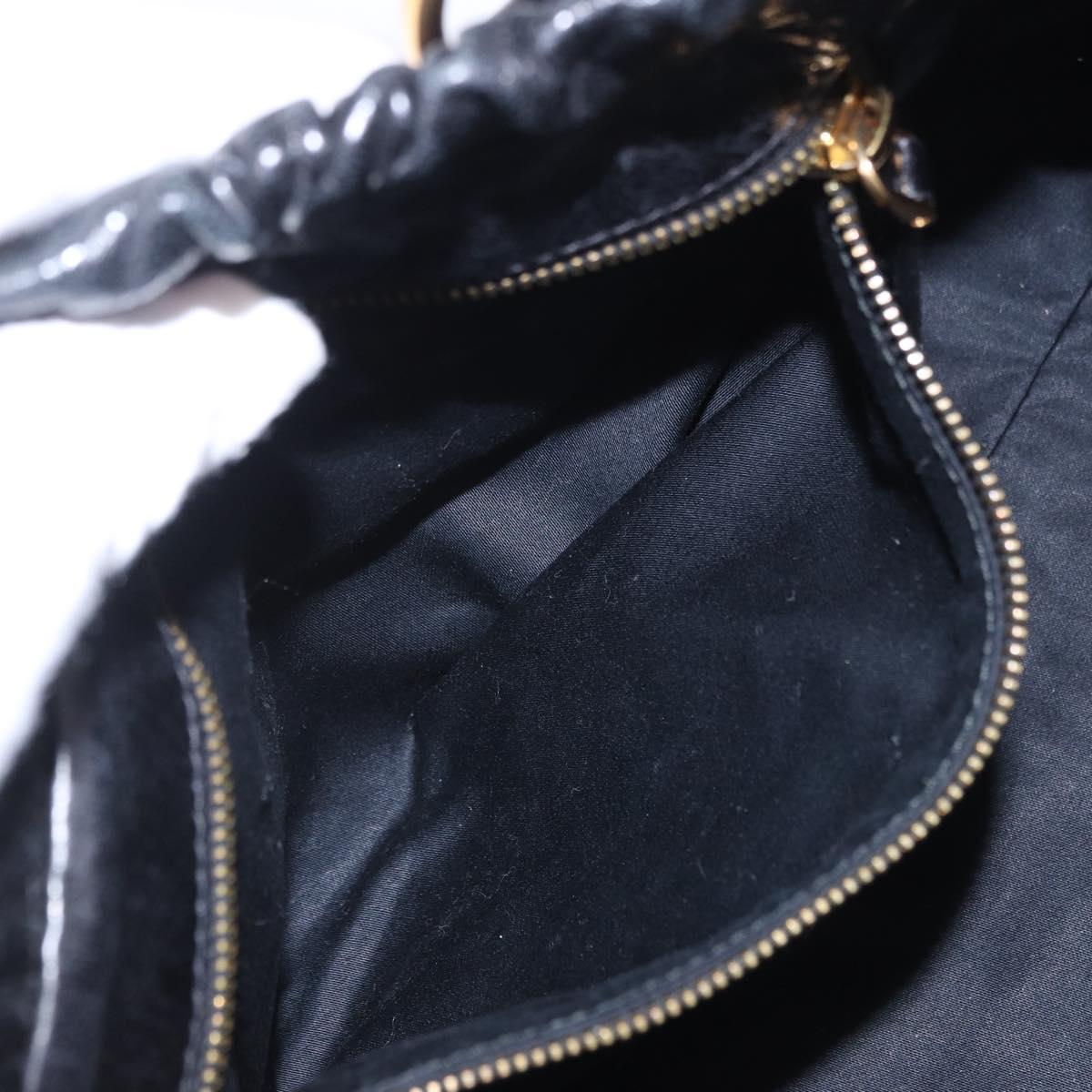 Miu Miu Hand Bag Leather 2way Black Gold Tone Auth 167594SAM