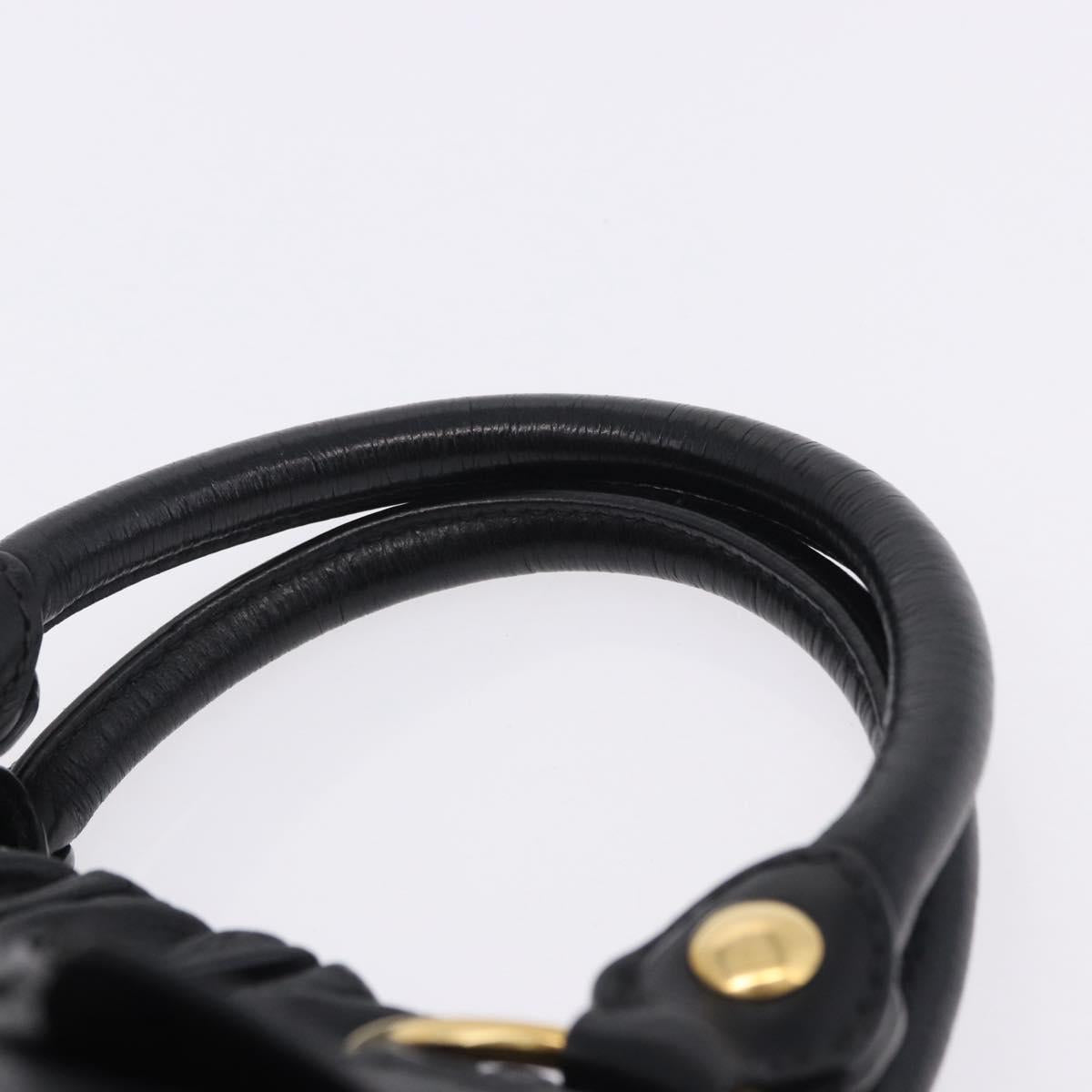Miu Miu Hand Bag Leather 2way Black Gold Tone Auth 167594SAM