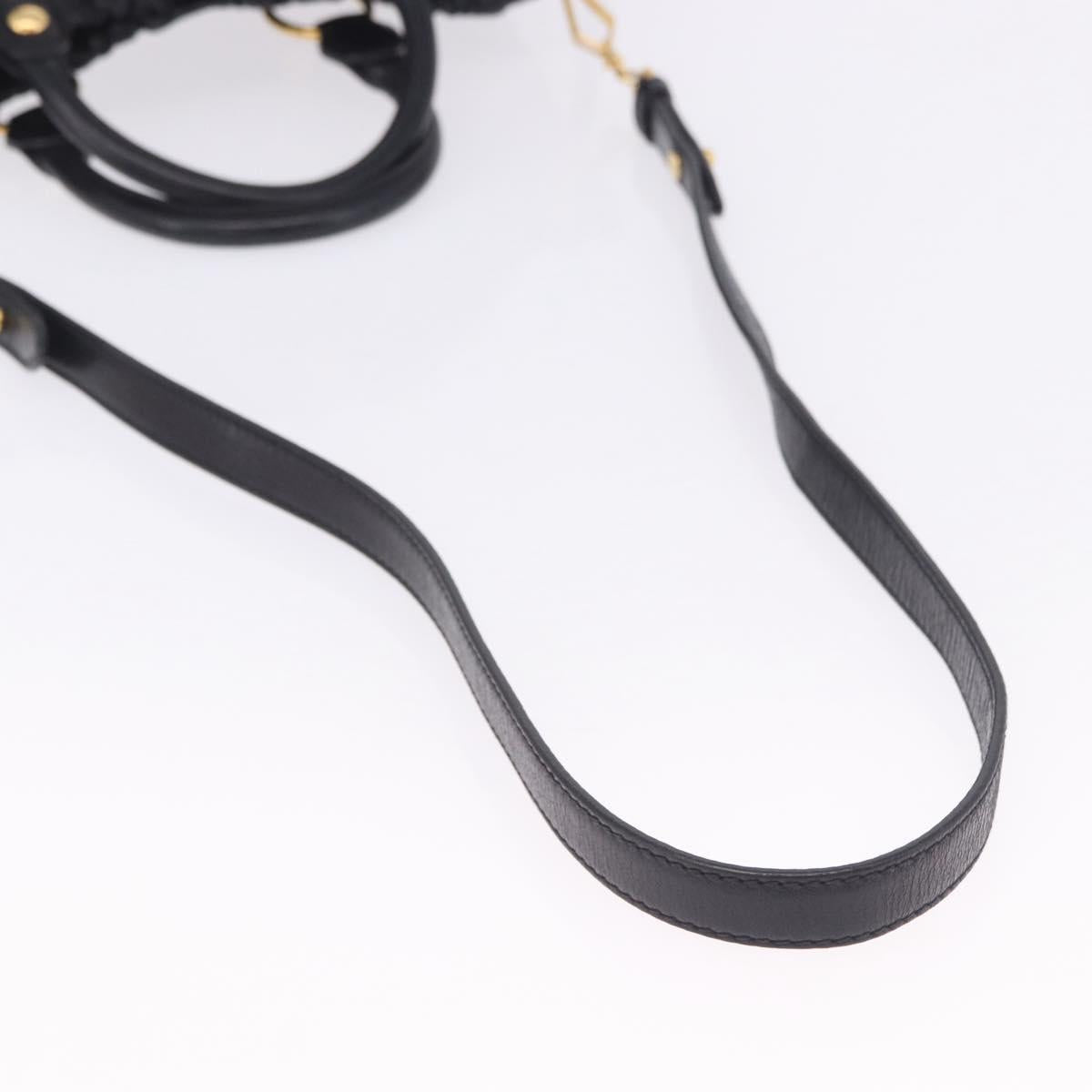 Miu Miu Hand Bag Leather 2way Black Gold Tone Auth 167594SAM