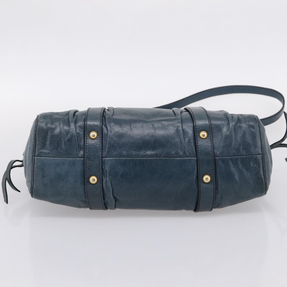 Miu Miu Hand Bag Leather 2way Blue Gold Tone Auth 167595M