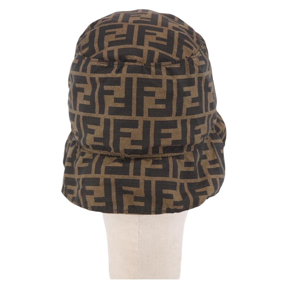 FENDI x FRGMT x POKEMON Bucket Hat Zucca Nylon Brown Blue Auth 167597SM