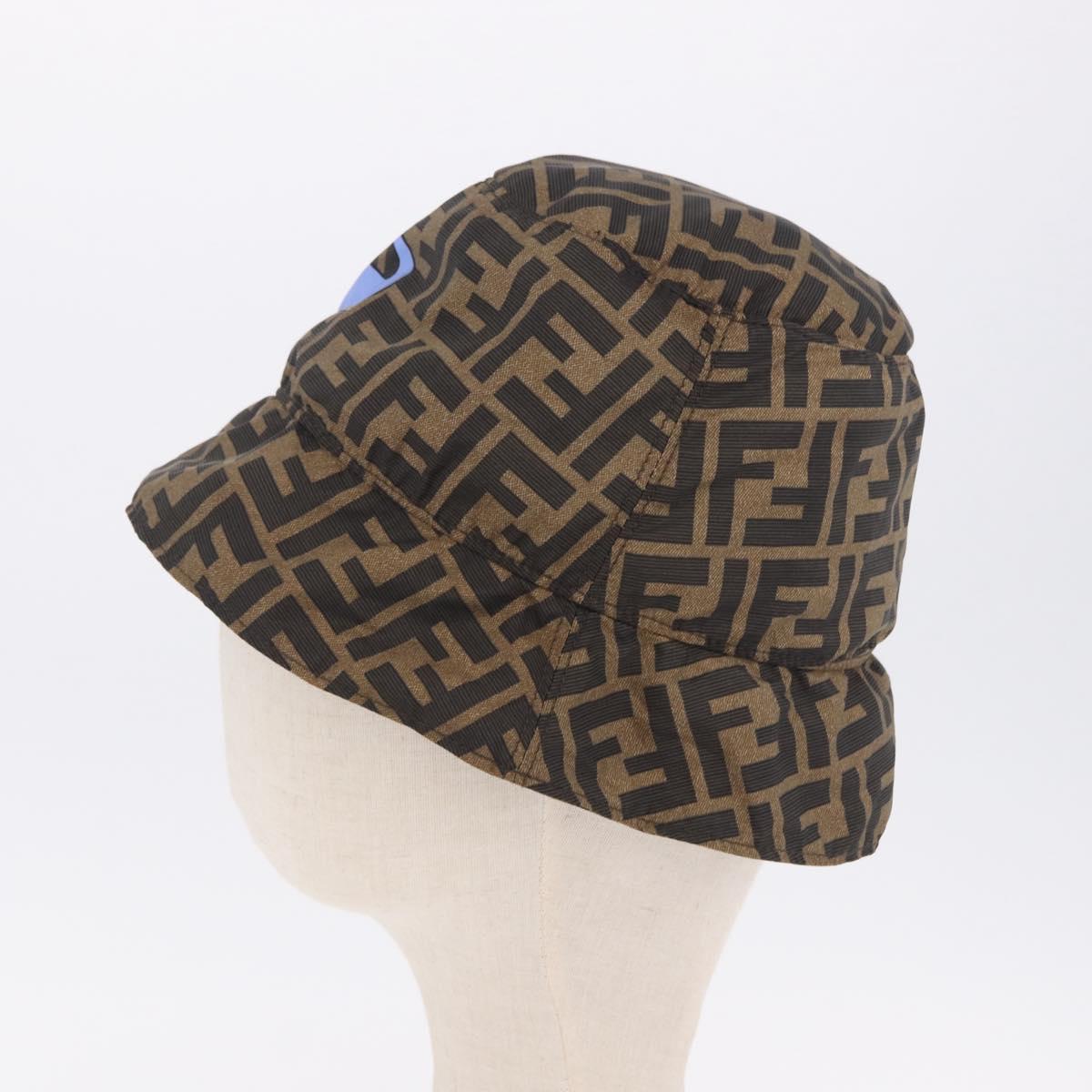 FENDI x FRGMT x POKEMON Bucket Hat Zucca Nylon Brown Blue Auth 167597SM