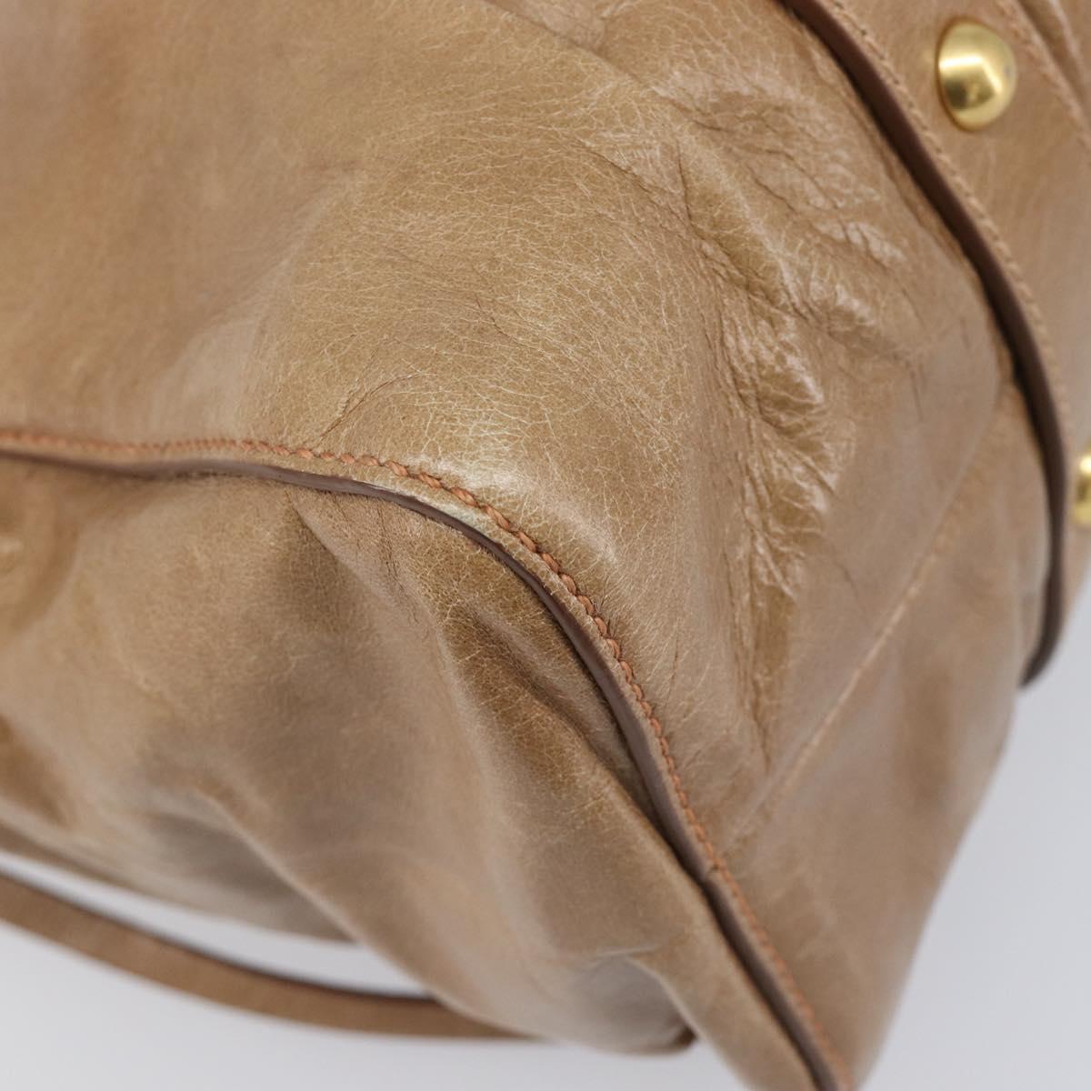 Miu Miu Hand Bag Leather 2way Brown Gold Tone Auth 167600V