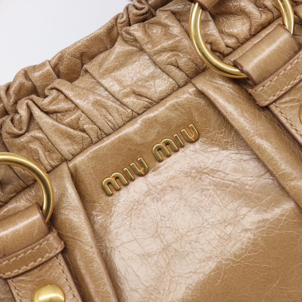 Miu Miu Hand Bag Leather 2way Brown Gold Tone Auth 167600V