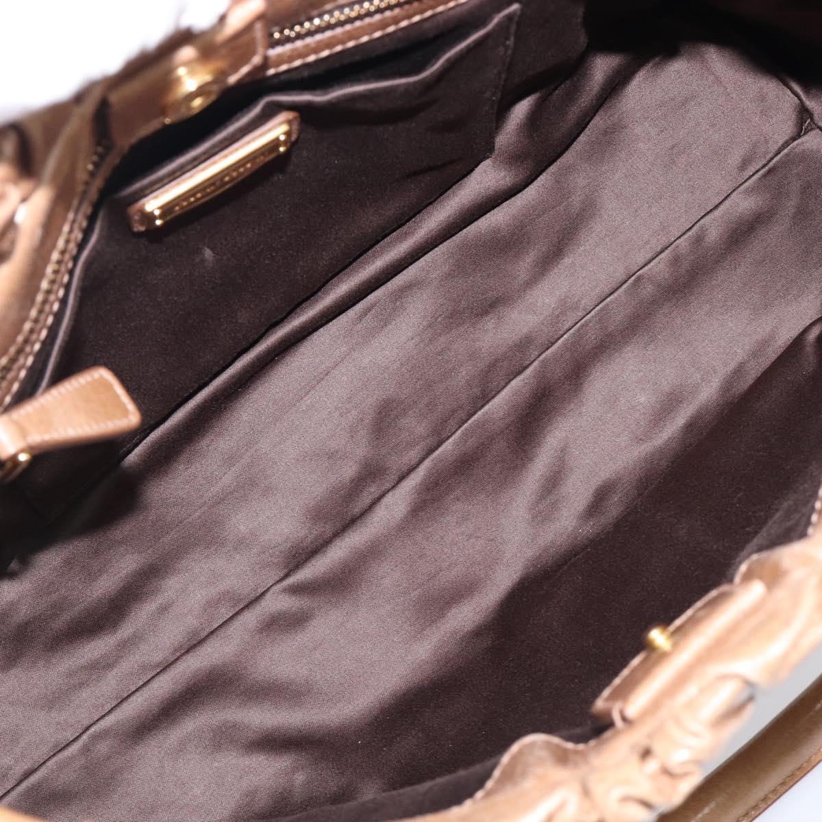 Miu Miu Hand Bag Leather 2way Brown Gold Tone Auth 167600V