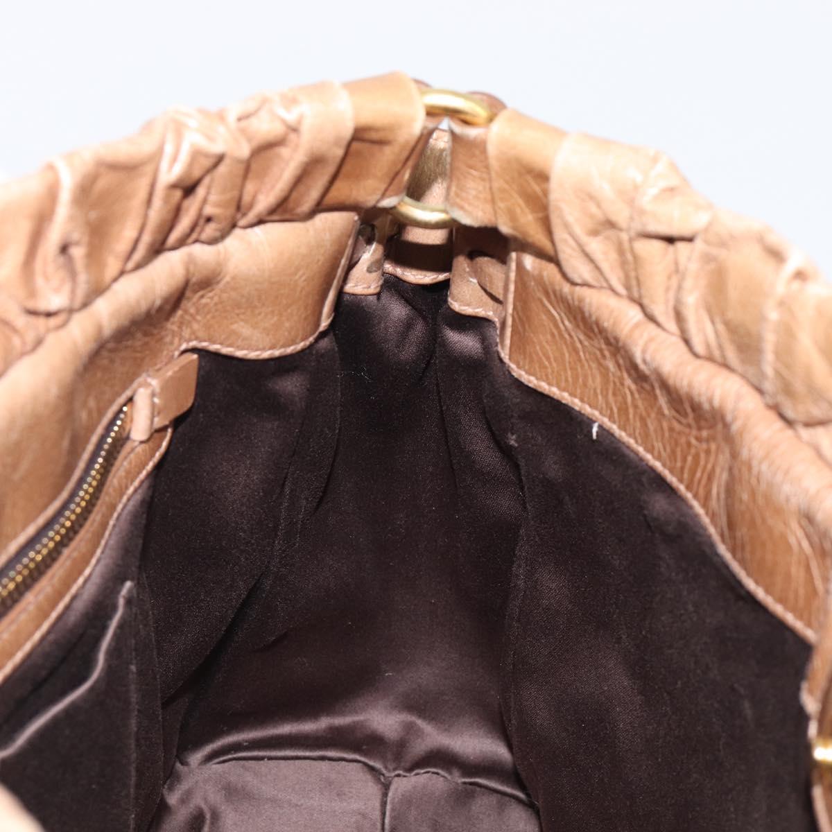 Miu Miu Hand Bag Leather 2way Brown Gold Tone Auth 167600V