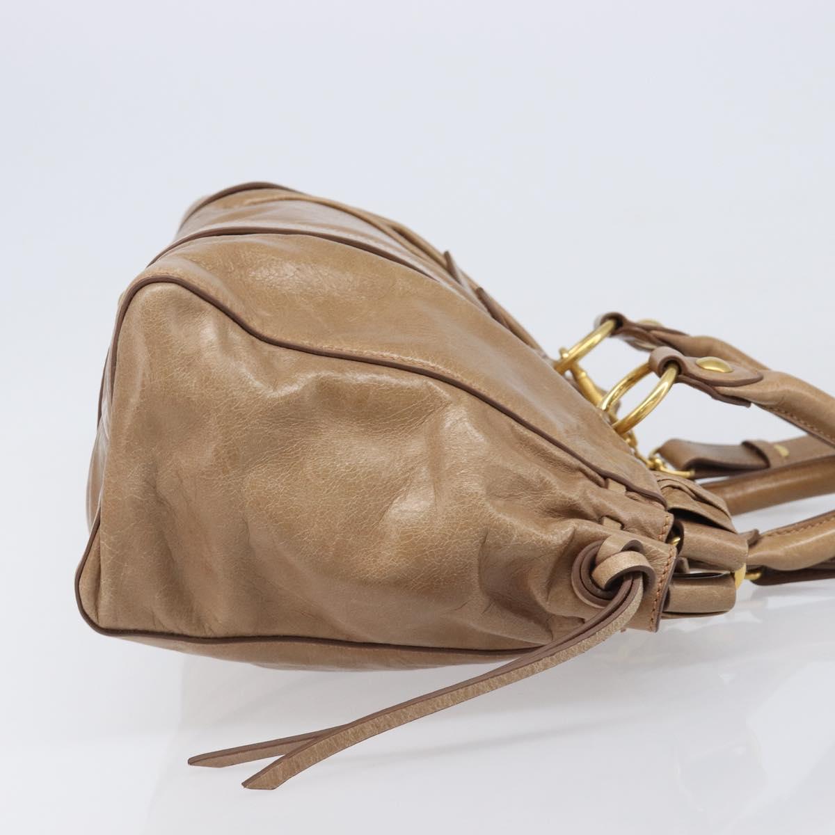 Miu Miu Hand Bag Leather 2way Brown Gold Tone Auth 167600V