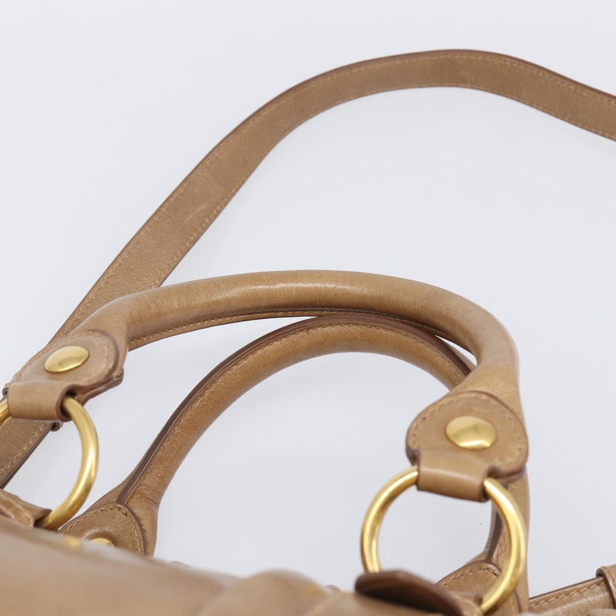 Miu Miu Hand Bag Leather 2way Brown Gold Tone Auth 167600V