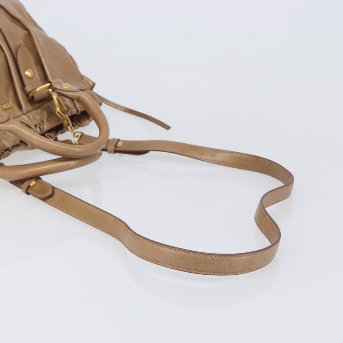 Miu Miu Hand Bag Leather 2way Brown Gold Tone Auth 167600V