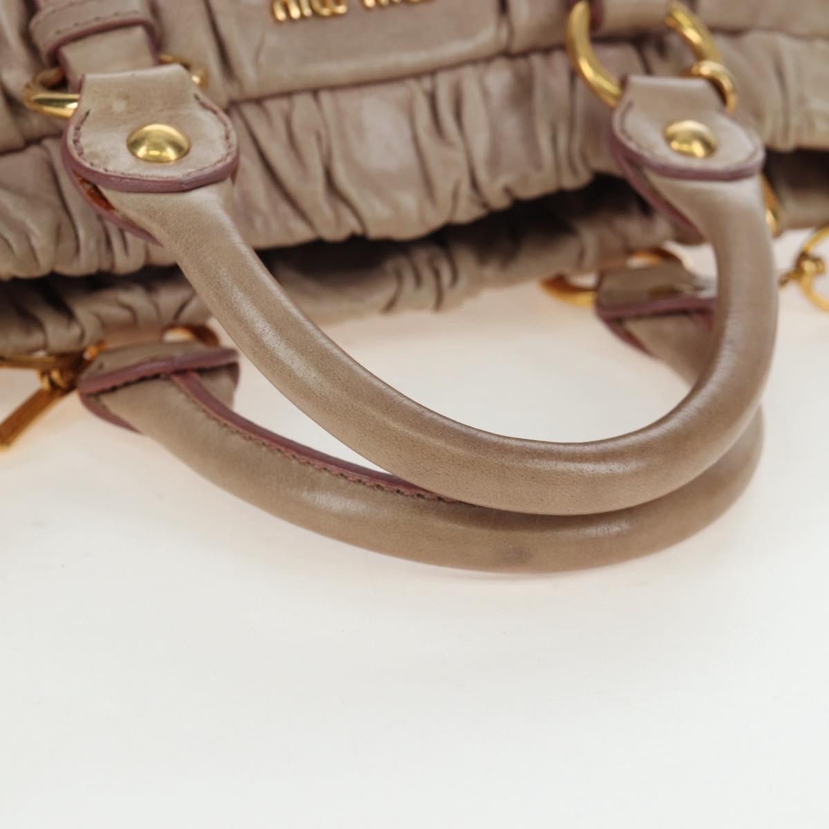 Miu Miu Hand Bag Leather 2way Beige Gold Tone Auth 167601V