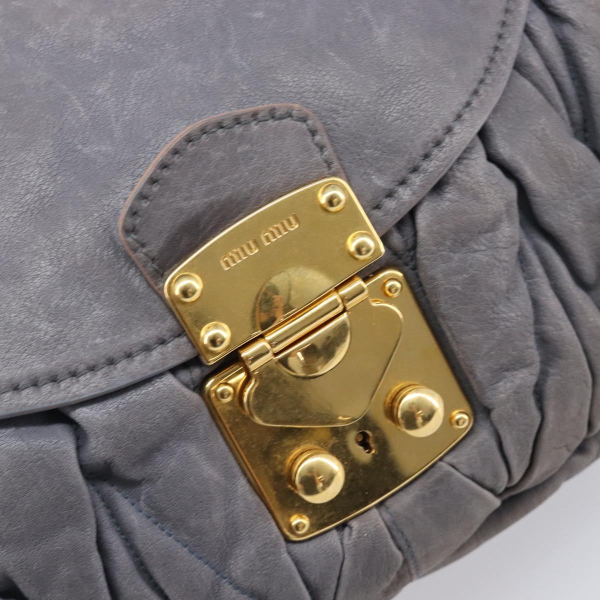 Miu Miu Hand Bag Leather 2way Gray Gold Tone Auth 167602V